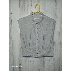 Free People We The Free Cassie Stripe Top Large Women Casual Button Down